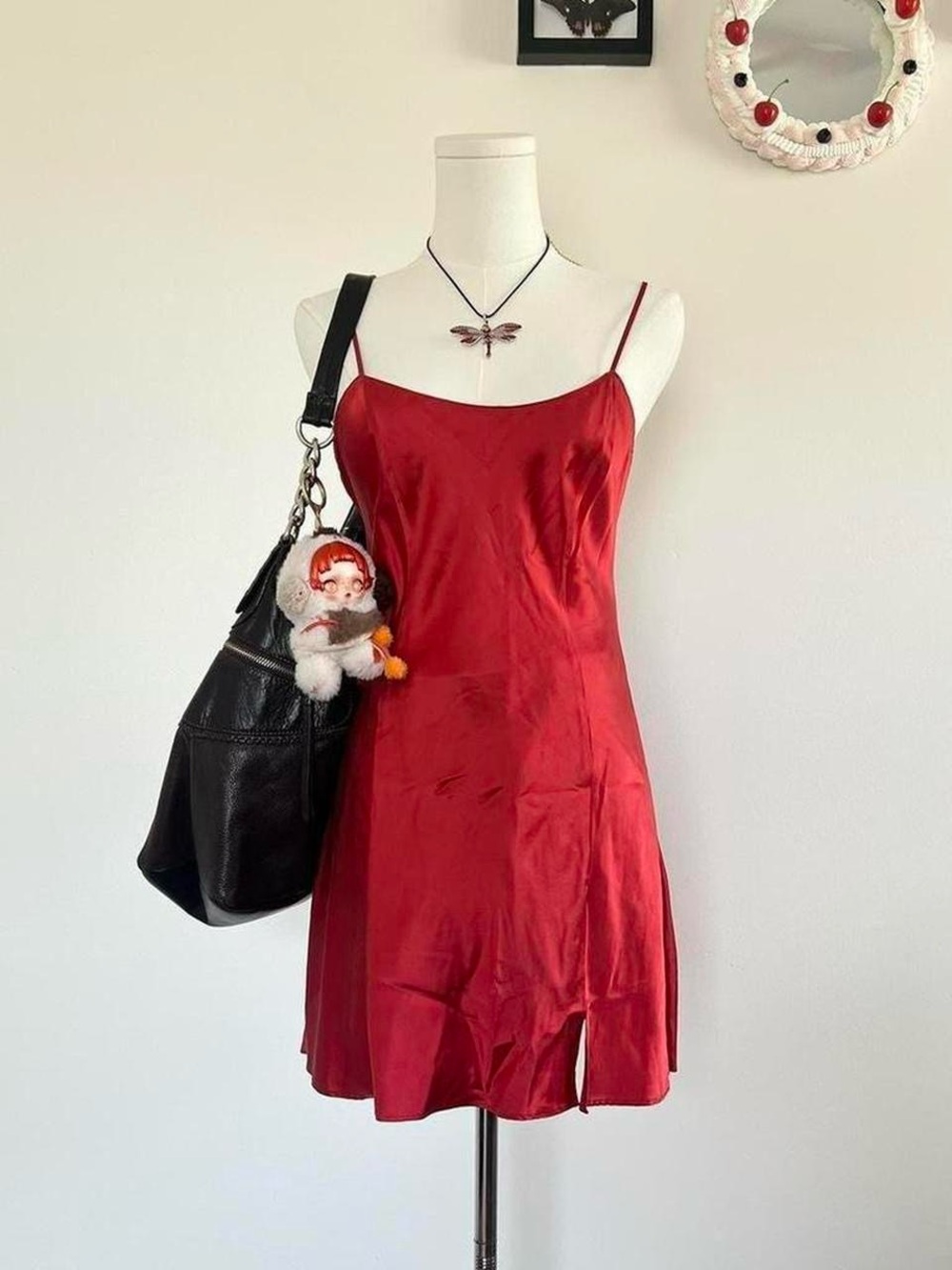 vintage Victoria's Secret Red Satin Slip dress